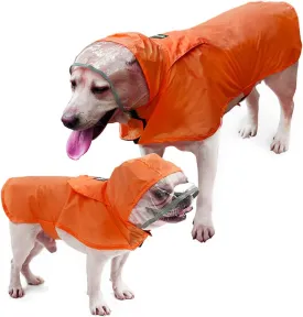 Pet Raincoat Packable Hooded Dog Rain Jacket Reflective Strips Lightweight Adjustable Poncho for Small Medium Large Dogs Orange S