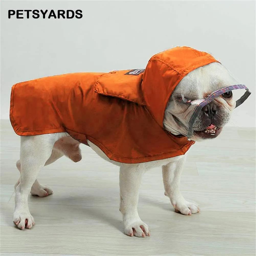 Pet Raincoat Packable Hooded Dog Rain Jacket Reflective Strips Lightweight Adjustable Poncho for Small Medium Large Dogs Orange S