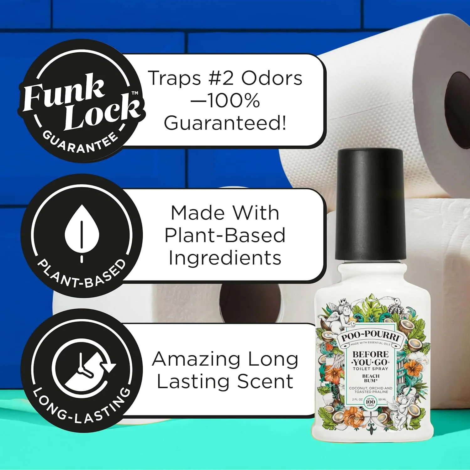 Poo-Pourri Before-You-Go Toilet Spray, Beach Bum, 2 Fl Oz - Coconut, Orchid and Toasted Praline (Packaging May Vary)