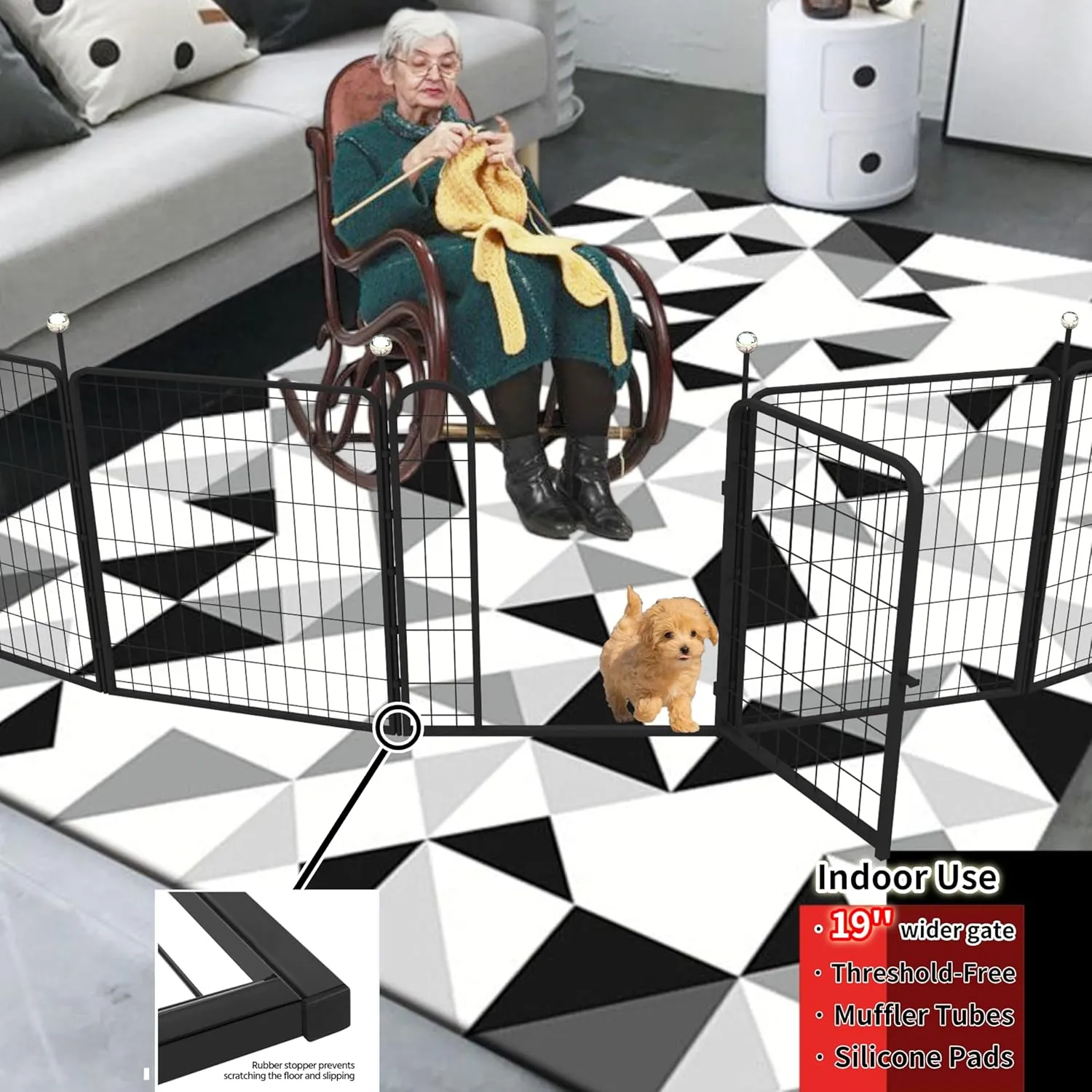 Portable Dog Crates & Playpen, 32'' Metal Pet Pen for Small/Medium Dogs, Easy-Carry Straps, Ideal for Indoor/Outdoor, Camping, RV, Yard (One Door)