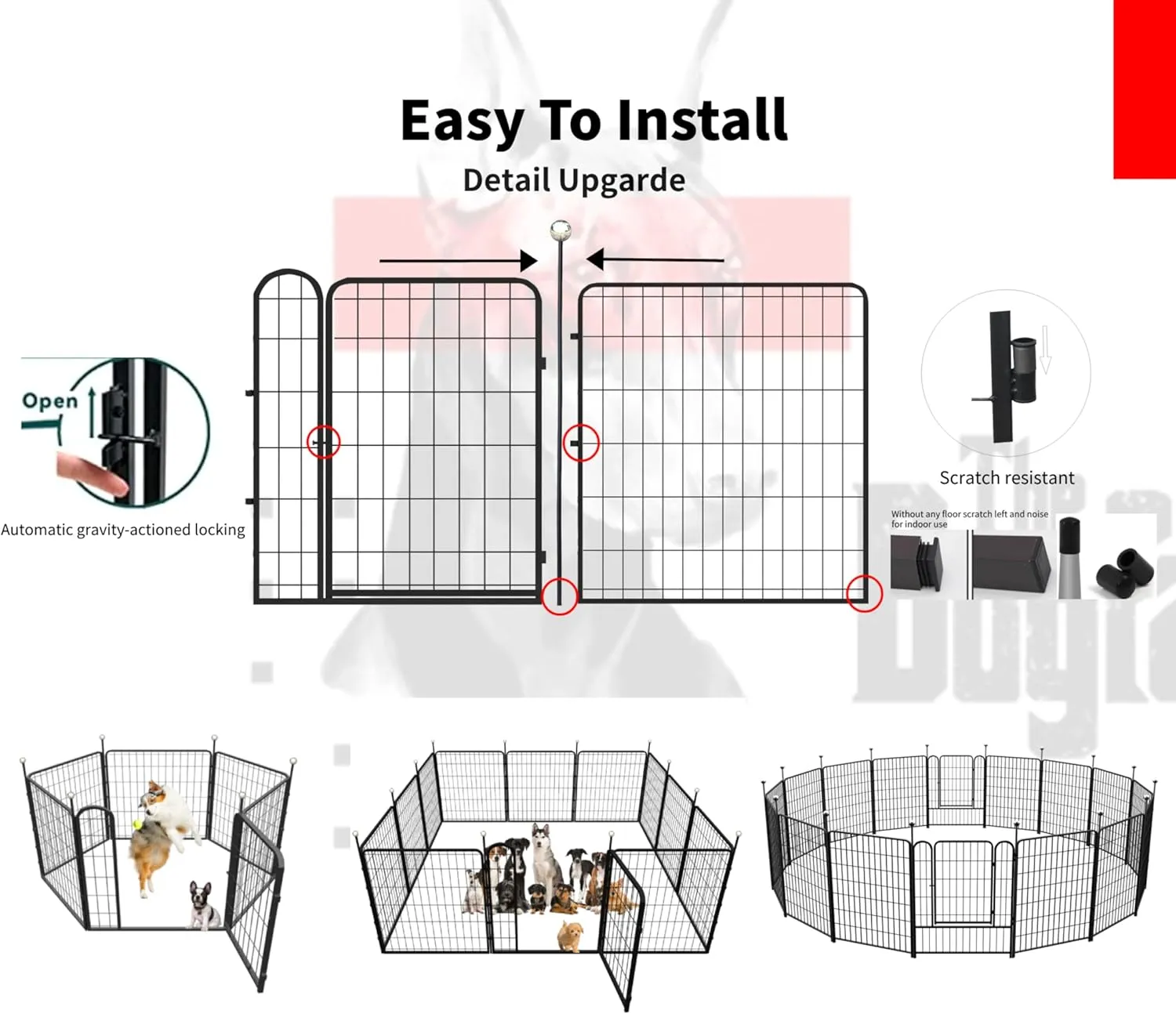 Portable Dog Crates & Playpen, 32'' Metal Pet Pen for Small/Medium Dogs, Easy-Carry Straps, Ideal for Indoor/Outdoor, Camping, RV, Yard (One Door)