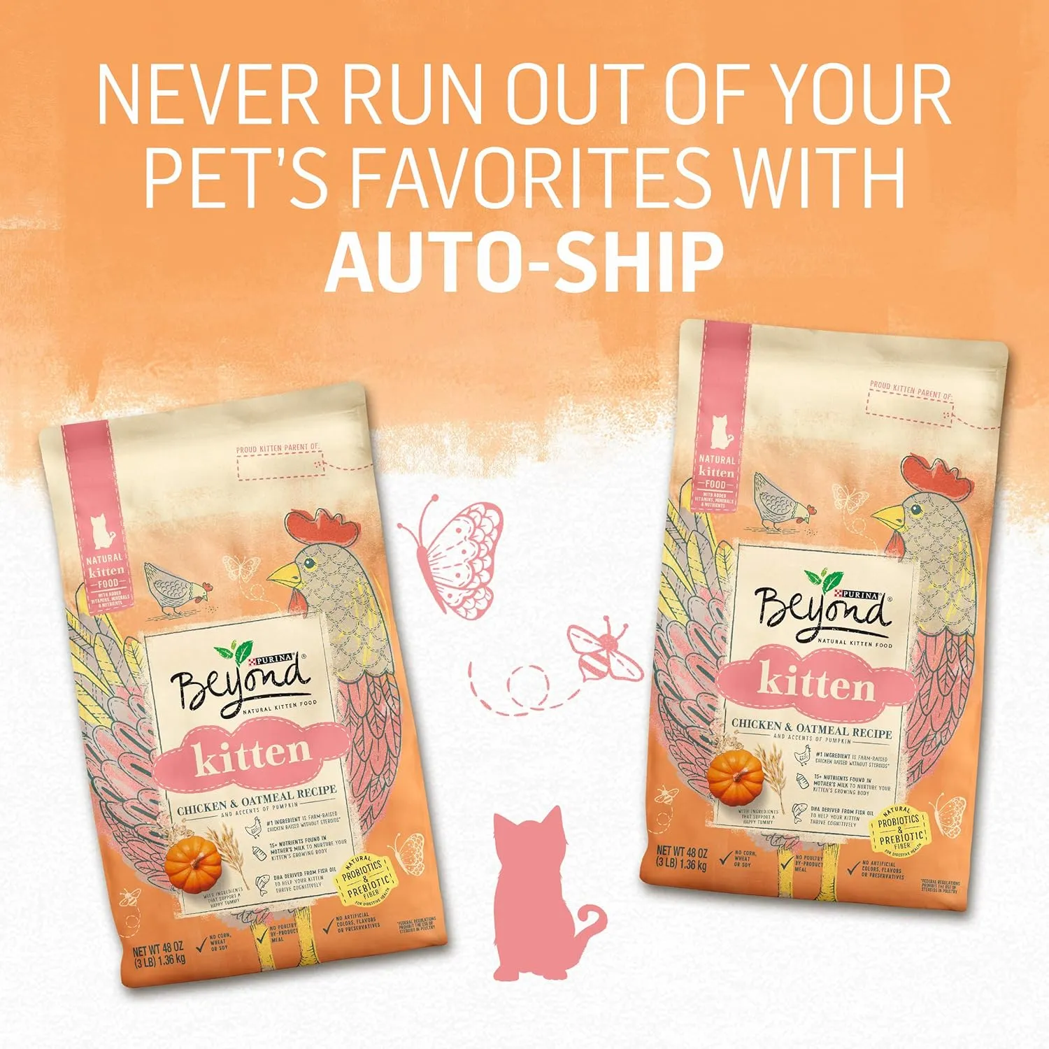 Purina Beyond High Protein, Natural Kitten Food, Kitten Chicken & Oatmeal Recipe - 3 lb. Bag