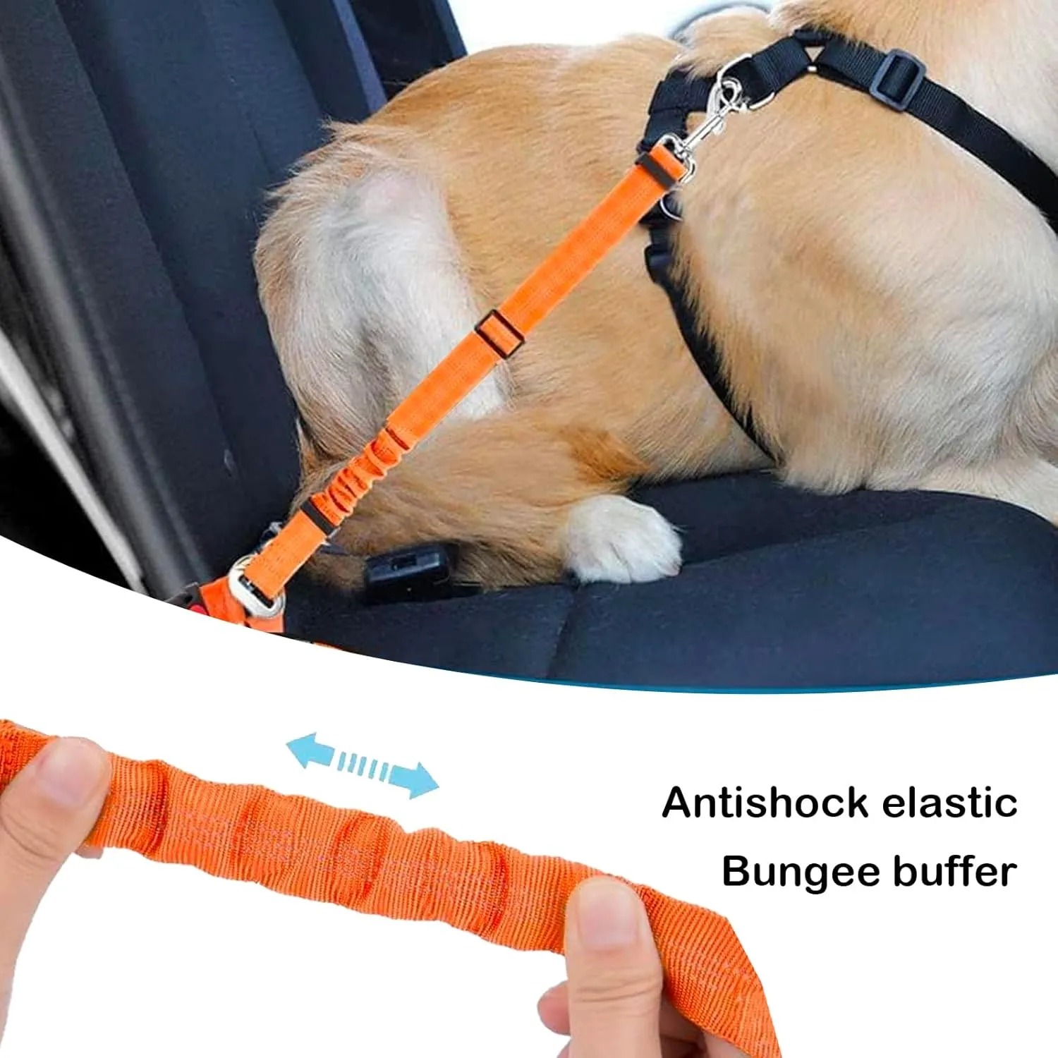 Removable Dog Seat Belt Harness for Car, 3 in 1 Pet Car Seatbelt Leash, Retractable Restraint Secures to Vehicle Headrest & Adjustable Reflective Dog Seatbelt Tether (Red, 1pcs)