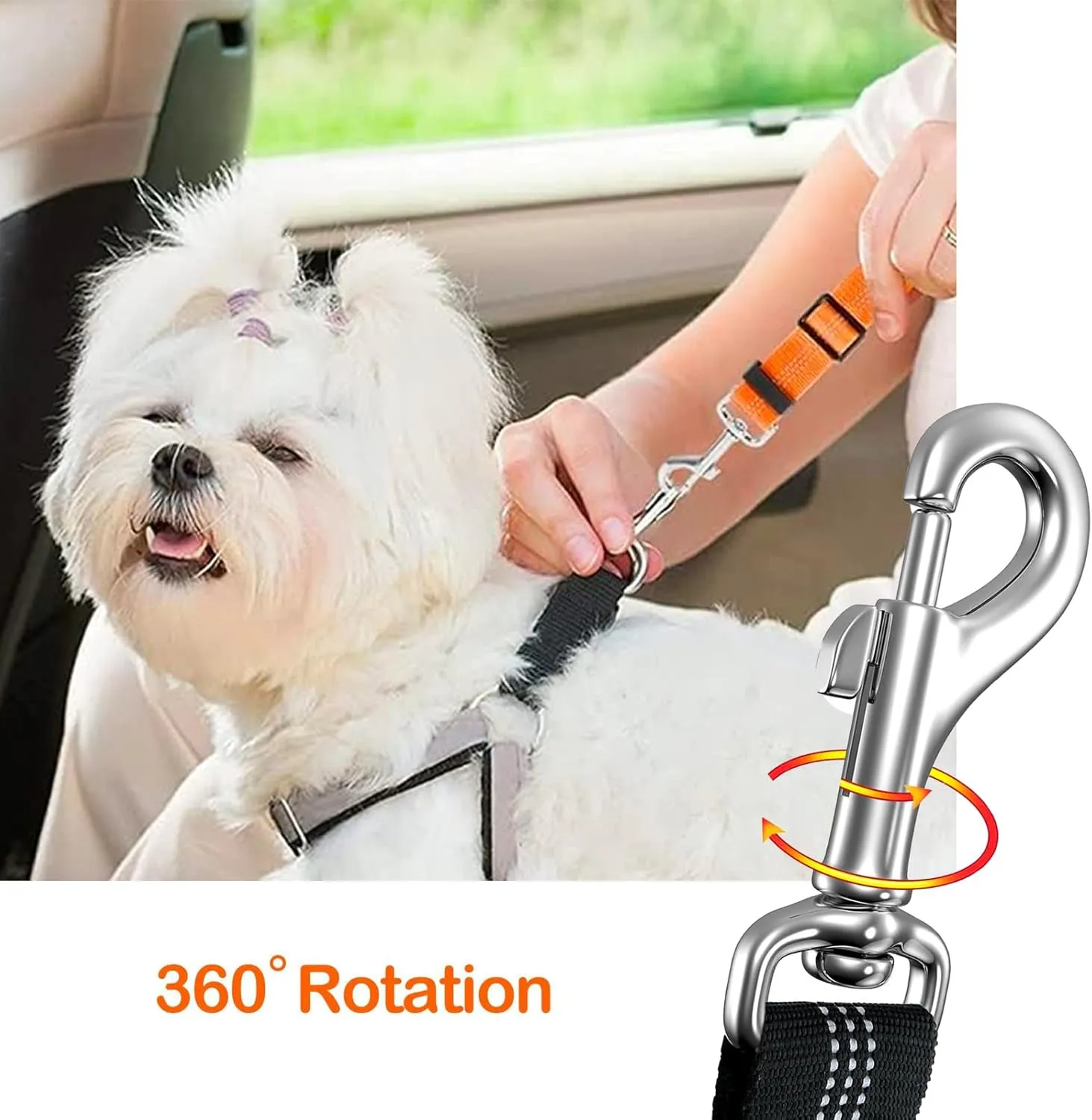 Removable Dog Seat Belt Harness for Car, 3 in 1 Pet Car Seatbelt Leash, Retractable Restraint Secures to Vehicle Headrest & Adjustable Reflective Dog Seatbelt Tether (Red, 1pcs)