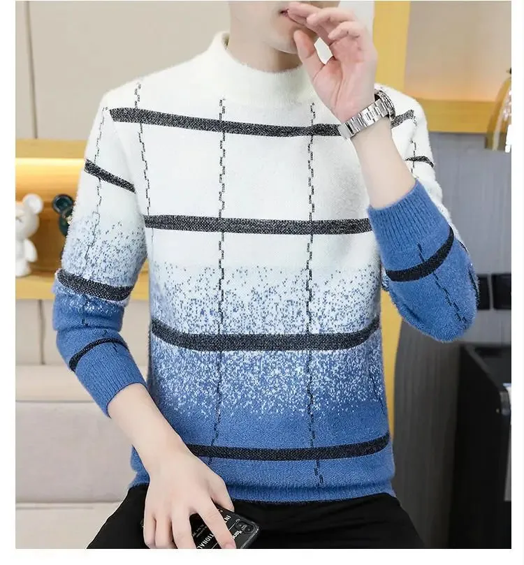 Top-Quality Winter Plaid Mink Sweater