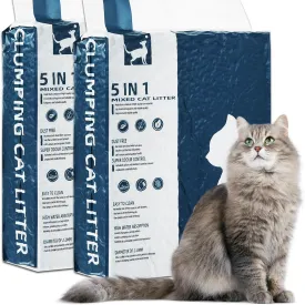 Vealind Cat Litter Fast Clumping Tofu Cats Litter, Flushable Ultra Absorbent 5 in 1 Dust-Free Flushable Odor Free Activiated Carbon Litter Pellets Unscented (2 PACK-16 Pounds)