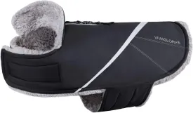 VIVAGLORY Warm Dog Fleece Vest Jacket with Two-Way Zipper Opening, Pet Jacket with Fleece Lining for Small Pets, Black XXS