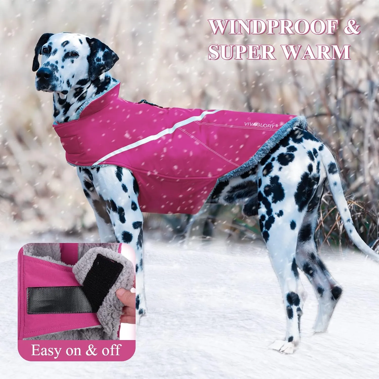 VIVAGLORY Warm Dog Fleece Vest Jacket with Two-Way Zipper Opening, Pet Jacket with Fleece Lining for Small Pets, Fuchsia XXS