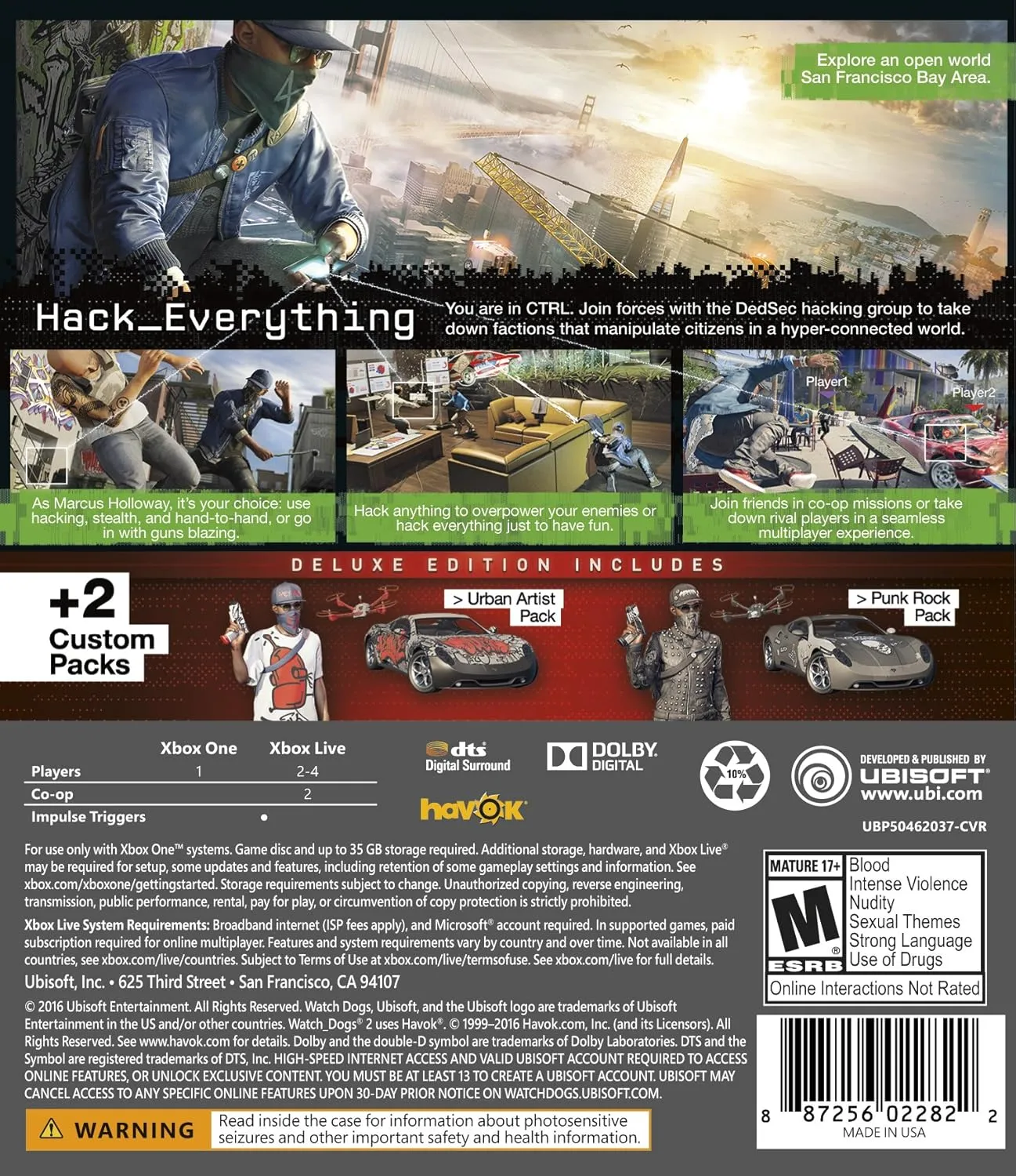 Watch Dogs 2 Deluxe Edition - Xbox One Digital Code