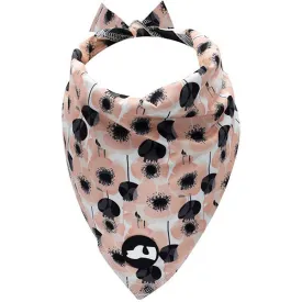Watercolor Poppy Dog Bandana -  Reversable to Black Solid
