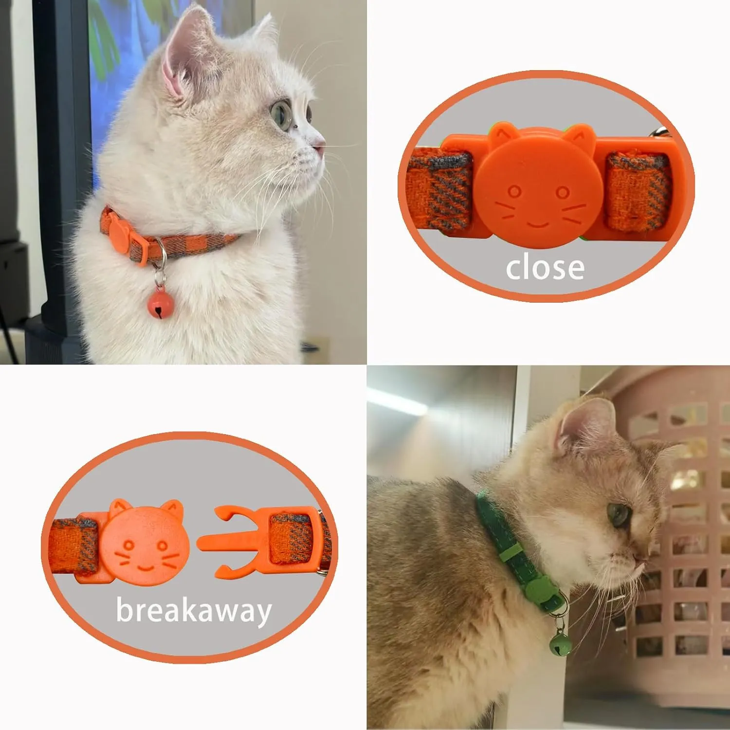 Yizepet Breakaway Cat Collar with Bell, 4 Pack Safety Adjustable Cat Collars Set