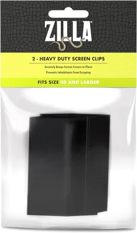 Zilla Heavy Duty Screen Clips, Secures Screen Covers to Terrarium, Fits Size 30G and Larger, 2 pack, Large