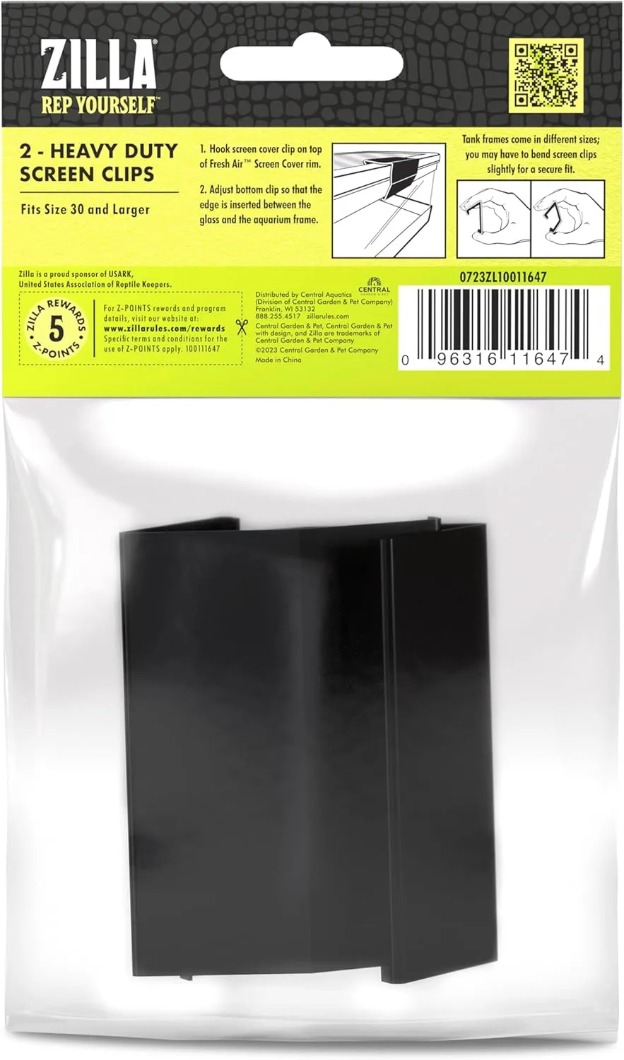 Zilla Heavy Duty Screen Clips, Secures Screen Covers to Terrarium, Fits Size 30G and Larger, 2 pack, Large