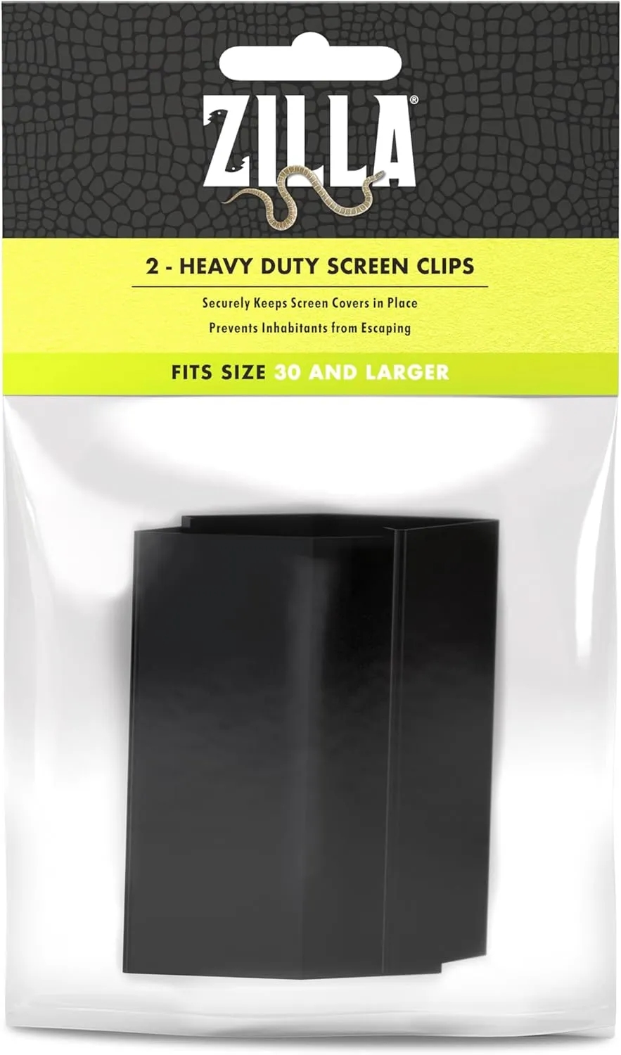 Zilla Heavy Duty Screen Clips, Secures Screen Covers to Terrarium, Fits Size 30G and Larger, 2 pack, Large